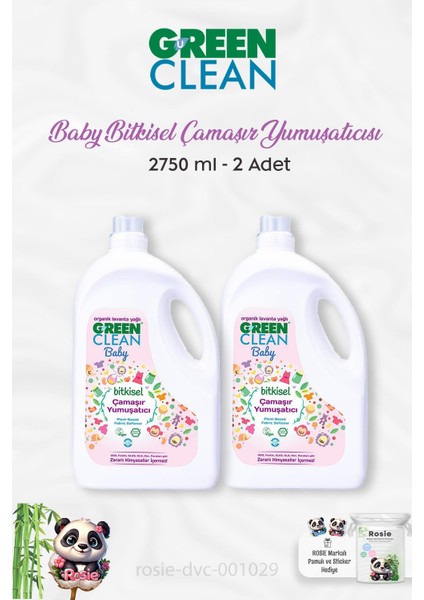 2 Adet Green Clean Baby Bitkisel Çamaşır Yumuşatıcı 2750 ml ve Rosıe