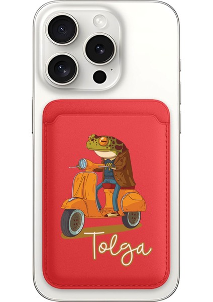 iPhone 11 12 13 14 15 16 17 Pro Max Air Kılıf Magsafe Kartlık Kişiye Özel Isim Yazılı Kırmızı - Kurbağa Model