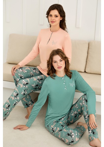 Kadın Uzun Kollu Büyük Beden Pijama Takımı