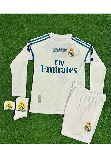 Cristiano Ronaldo 2018 Kiev R,e,a,l, M,a,d,r,i,d, Uzun Kollu Çocuk Forması 4'lü Set fiyatları