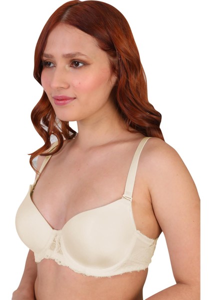 Ekru Mı 189B Pedli Dantelli Balenli Sütyen