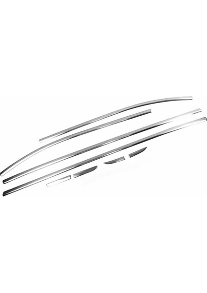 Clio 4 Hatchback Cam Alt Çıtası Krom Nikelaj (2012-2019) için Özel Ürün (8 Parça Paslanmaz Çelik)