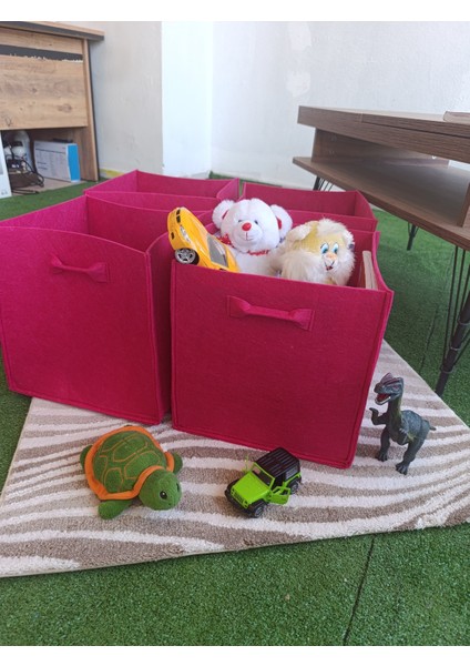 4 Lü Set 3mm Kalın Keçe Dolap Içi Düzenleyici Çocuk Oyuncak Kutusu Organizer