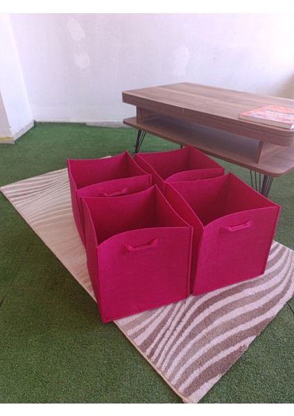 4 Lü Set 3mm Kalın Keçe Dolap Içi Düzenleyici Çocuk Oyuncak Kutusu Organizer