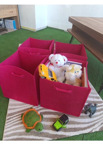 4 Lü Set 3mm Kalın Keçe Dolap Içi Düzenleyici Çocuk Oyuncak Kutusu Organizer