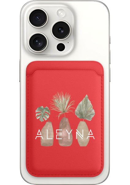 iPhone 11 12 13 14 15 16 17 Pro Max Air Kılıf Magsafe Kartlık Kişiye Özel Isim Yazılı Kırmızı - Flora