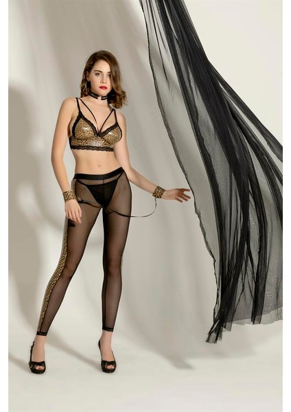 Fantezi Bralet, Pantolon Takım Leopar (BRF6204)