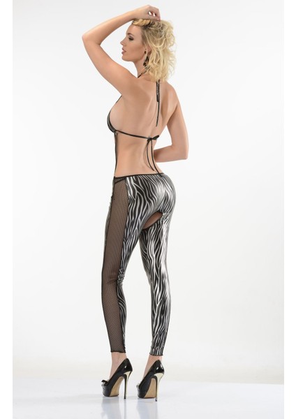 Zebra Desenli Lame Vücut ÇORABI-490 fırsatları