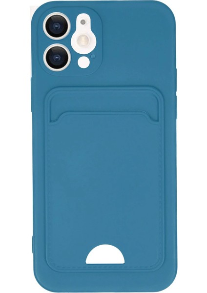 iPhone 12 Kılıf Kelvin Kartvizitli Silikon - Mavi