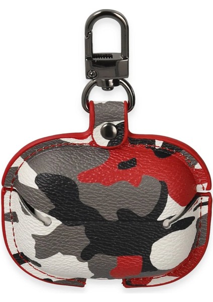 Airpods 3 (3.nesil) Çanta Kamuflaj Deri Kılıf - Kırmızı fiyatları