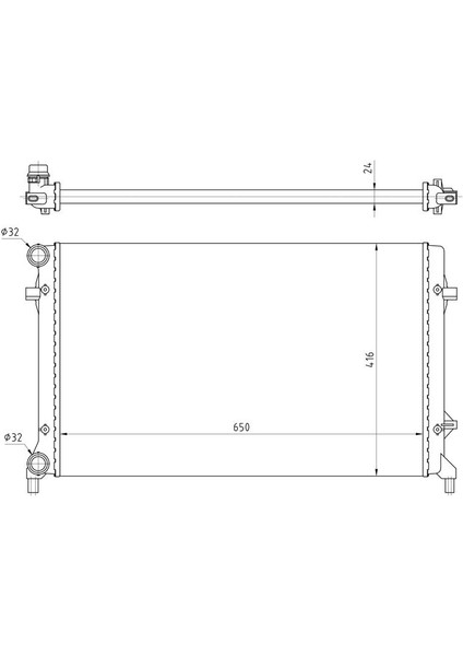 3175055 Radyatör Golf V-Caddy Iıı-Jetta Iıı-Passat-Touran-A3-Leon-Octavıa Ac Klimasız Mek Otom 650X416X24 Brazıng 1K0121251E-1K0121251P-1K0121251Q