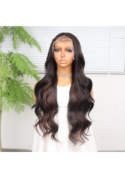 Koyu Kahverengi ve Bakır Işıltılı Dalgalı Fiber Sentetik Tül Peruk fırsatları