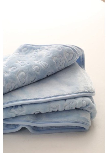 Geometrik Kabartmalı Kalın (600GR) Peluş Bebek Battaniyesi 100X120 cm %100 Polyester Tek Ebat Mavi fiyatları