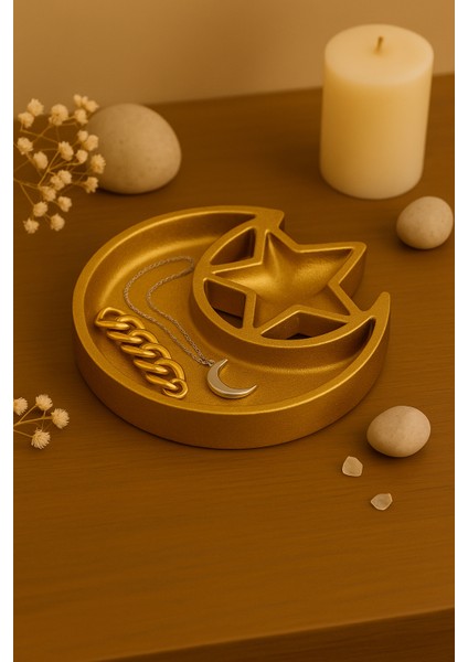 Ay Yıldız Dekoratif Tabak 16X20 – Masa Üstü, Ev, Ofis Aksesuarı, Anahtarlık