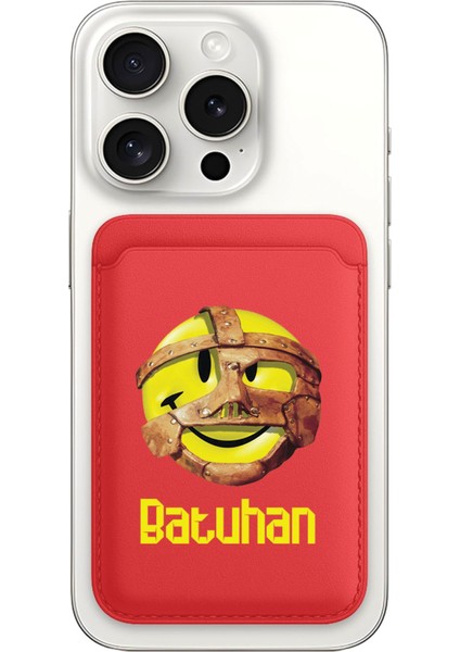 iPhone 11 12 13 14 15 16 17 Pro Max Air Kılıf Magsafe Kartlık Kişiye Özel Isim Yazılı Kırmızı - Katil Emoji