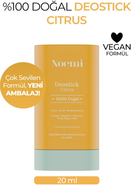 Kozmetik %100 Doğal Deo Stick / Roll On Nemlendirici Etkili - 20 ml - Citrus