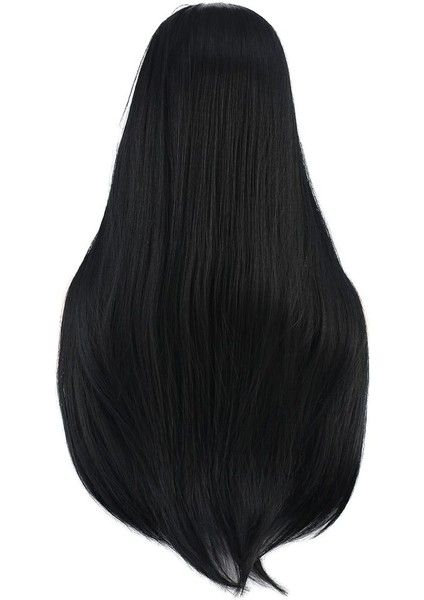 Düz Perçemli Uzun Fiber Sentetik Peruk / Siyah indirimleri