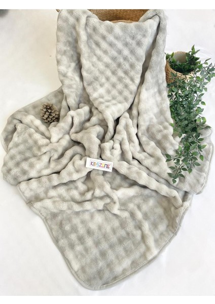 Peluş Bebek Battaniyesi Kabartmalı Kalın Kışlık Bebek Battaniyesi 100X120 cm