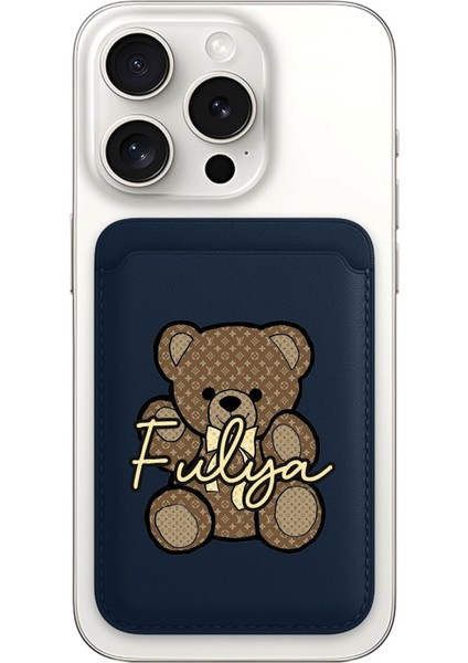 iPhone 11 12 13 14 15 16 17 Pro Max Air Kılıf Magsafe Kartlık Kişiye Özel Isim Yazılı Lacivert - Lv-Design