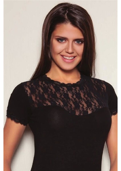 Bayan Kısa Kol Dantelli Elastane 8015 modelleri