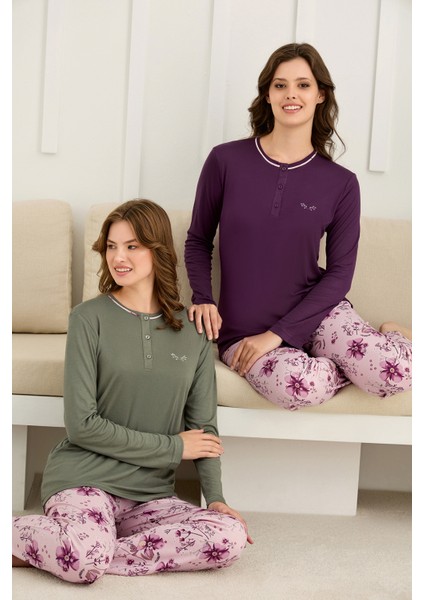 Kadın Uzun Kollu Büyük Beden Pijama Takımı