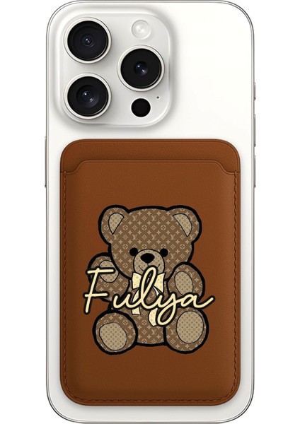 iPhone 11 12 13 14 15 16 17 Pro Max Air Kılıf Magsafe Kartlık Kişiye Özel Isim Yazılı Kahve - Lv-Design