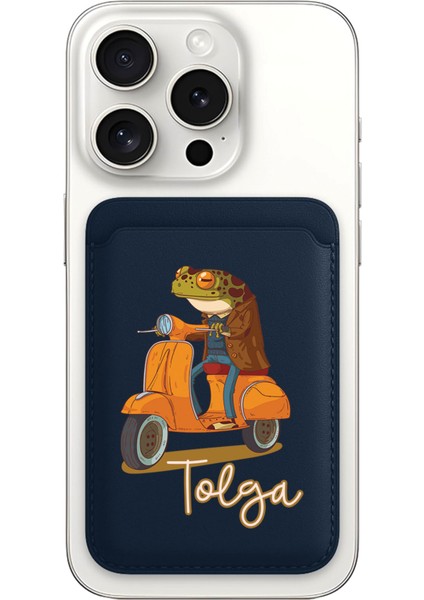 iPhone 11 12 13 14 15 16 17 Pro Max Air Kılıf Magsafe Kartlık Kişiye Özel Isim Yazılı Lacivert - Kurbağa Model