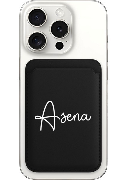 iPhone 11 12 13 14 15 16 17 Pro Max Air Kılıf Magsafe Kartlık Kişiye Özel Isim Yazılı Siyah - Clara