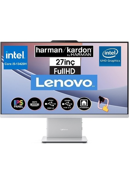Ideacentre Aıo 3 Intel Core I5-13420H 16GB 1tb SSD WIN11 Pro 27 IPS Fhd Kablosuz Klavye+Mouse Beyaz All In One Bilgisayar