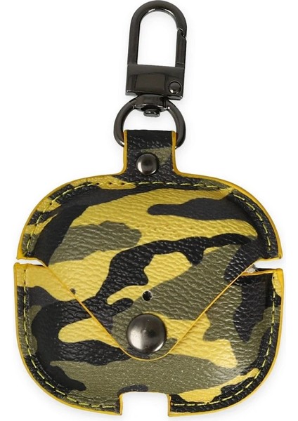 Airpods Pro 2 (2.nesil) Çanta Kamuflaj Deri Kılıf - Sarı