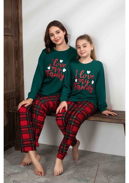 Anne-Kız Kombin Yapılabilir Uzun Kollu Ekoseli Yılbaşı Konsept Aile Bağı Pijama TAKIMI-3256 fiyatları