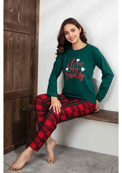 Anne-Kız Kombin Yapılabilir Uzun Kollu Ekoseli Yılbaşı Konsept Aile Bağı Pijama TAKIMI-3256 modelleri