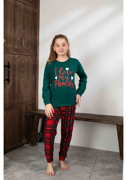 Anne-Kız Kombin Yapılabilir Uzun Kollu Ekoseli Yılbaşı Konsept Aile Bağı Pijama TAKIMI-3256 fırsatları