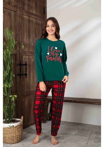 Anne-Kız Kombin Yapılabilir Uzun Kollu Ekoseli Yılbaşı Konsept Aile Bağı Pijama TAKIMI-3256 indirimleri