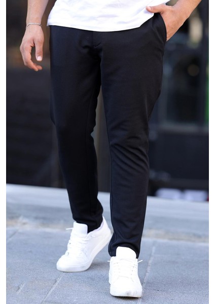 Slimfit Beli Lastikli - Ipli -Esnek Siyah Jogger Pantolon fiyatları