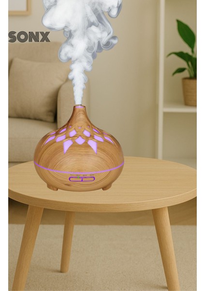 Aroma Difüzör Gece Işığı 7 LED Desenli Nemlendirici Kumandalı Buhar Makinesi 550 ml fiyatları