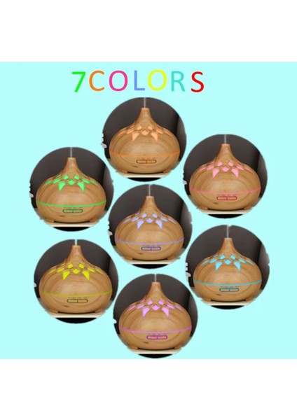 Aroma Difüzör Gece Işığı 7 LED Desenli Nemlendirici Kumandalı Buhar Makinesi 550 ml indirimleri