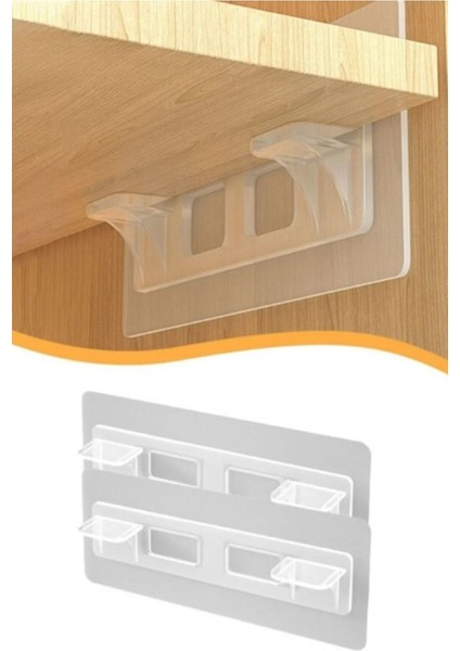 Dolap Içi Raflar Için 4'lü Plastik Güçlü Yapışkanlı Raf Destek Aparatı