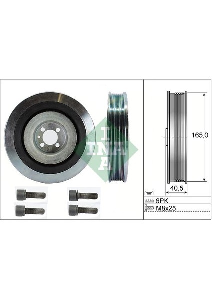 Ina 544008020 Krank Kasnağı Fıat 500L 12> Bravo I-Iı 00> Doblo 10> Freemont 11> Grande Punto 06> Lınea 07> Marea 98> Alfa Romeo 147-156-159 Gıulıetta 10> Opel Astra H 06> Vectra C 04> 1.6d 1.9d 2.0d 6