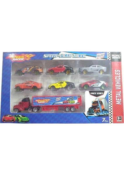Toysan Tır ve 6lı Metal Araba Seti Toy-46-Kırmızı