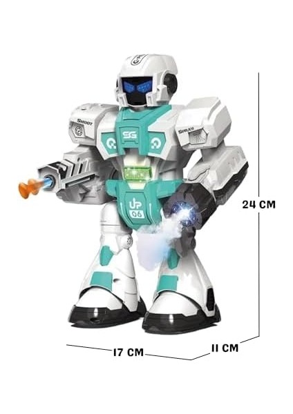 Buhar Atan Uzaktan Kumandalı Savaşçı Sesli Işıklı Müzikli Dans Eden 2 Adet Yapışkanlı Mermi Atan Akıllı (Mavi) modelleri