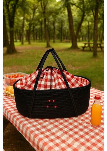 Hasır Piknik Sepeti – Doğal Hasır Örgü, Geniş Kapasiteli, Kamp & Bahçe Piknik Çantası fiyatları