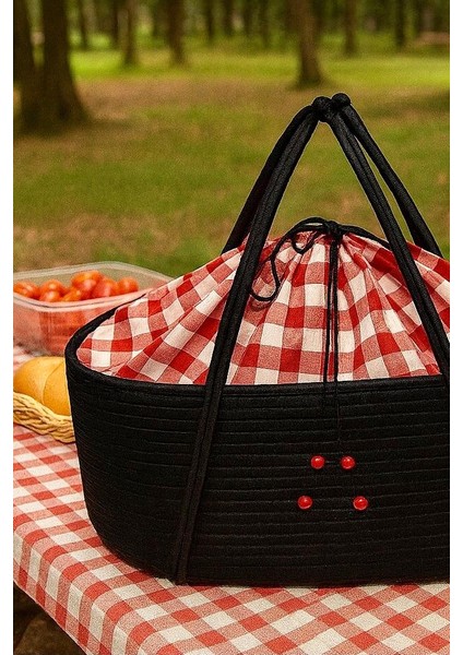 Hasır Piknik Sepeti – Doğal Hasır Örgü, Geniş Kapasiteli, Kamp & Bahçe Piknik Çantası fırsatları