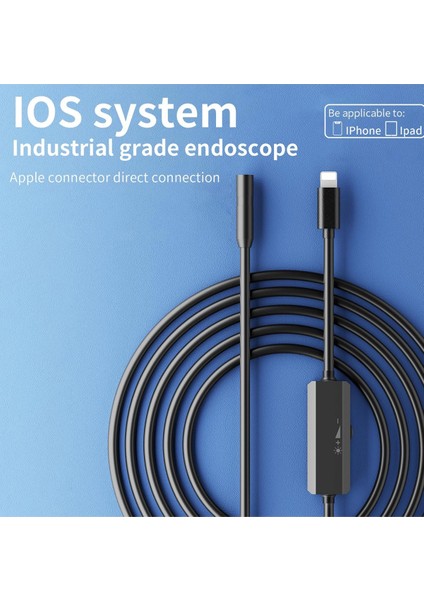 Endoskop Yılan Video Kamera Ios Uyumlu Led’li 10 Metre 7 mm Sert Kablo 2mp Full Hd