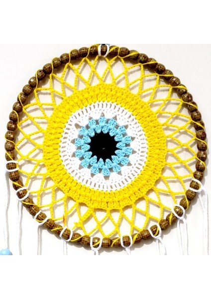 Nazar Boncuğu Motifli Düş Kapanı El Yapımı Sarı Duvar Süsü fiyatları