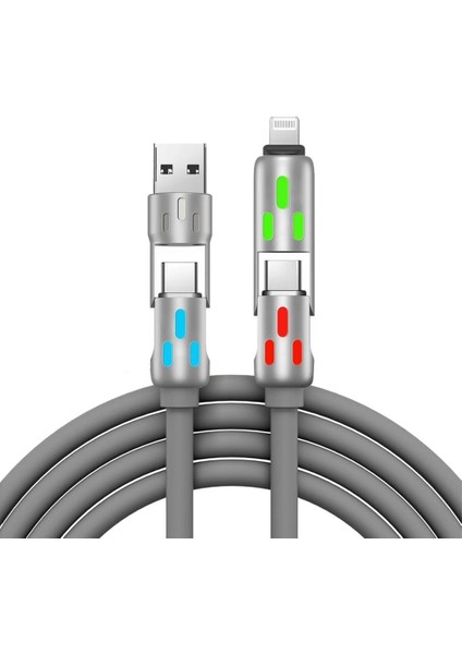 4'ü1 Arada 240W Süper Hızlı Şarj Kablosu - Type-C & Lightning & USB Metal & Dayanıklı Veri ve Şarj fiyatları