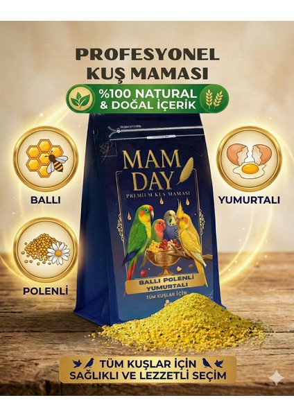 Tam Profesyonel Ballı Polenli Yumurtalı Muhabbet Kuşu , Sultan Papağanı , Kanarya Maması 750 Gr.