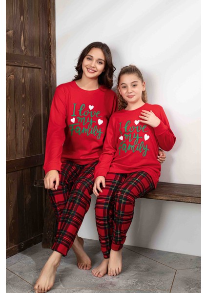 Anne-Kız Kombin Yapılabilir Uzun Kollu Ekoseli Yılbaşı Konsept Aile Bağı Pijama TAKIMI-3256 fiyatları