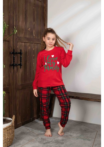 Anne-Kız Kombin Yapılabilir Uzun Kollu Ekoseli Yılbaşı Konsept Aile Bağı Pijama TAKIMI-3256 fırsatları
