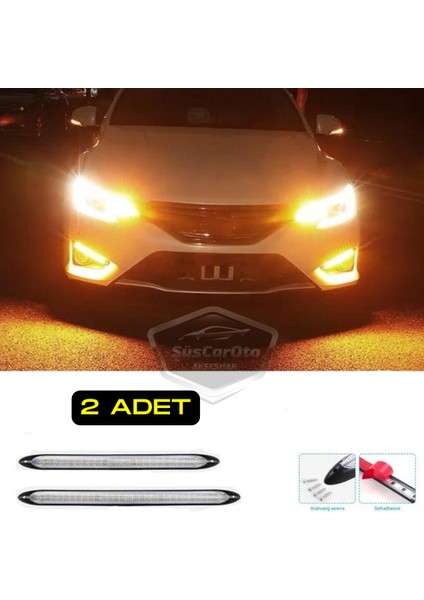 Selamlamalı Kayar Sinyalli Araba Gündüz Farı Esnek Gündüz Ledi Drl LED Lamba Güçlü Işık Açılış Animasyonlu 12V Su Geçirmez Sarı Beyaz 2 Adet 27.5 cm ONG125 fiyatları